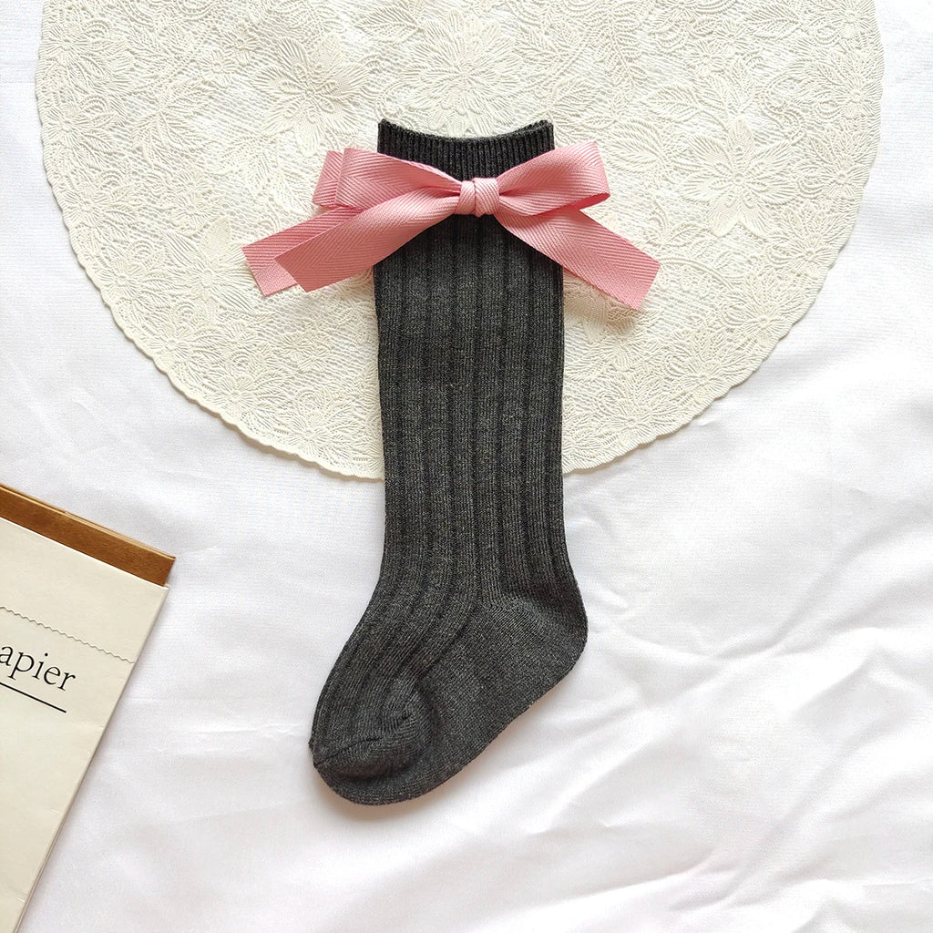 14 Colors Princess Girls Long Sock Big Bowknot Infant Baby Stockings Kids Cotton Sock Knee High Breathable Soft Children Socken