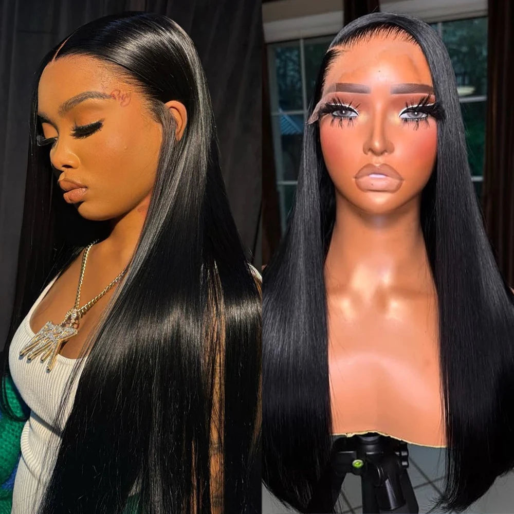 Long Straight 13X4 Lace Front Synthetic Hair Wig with Baby Hair Chocolate Brown Colored Silky Straight Lace Front Wigs For Women