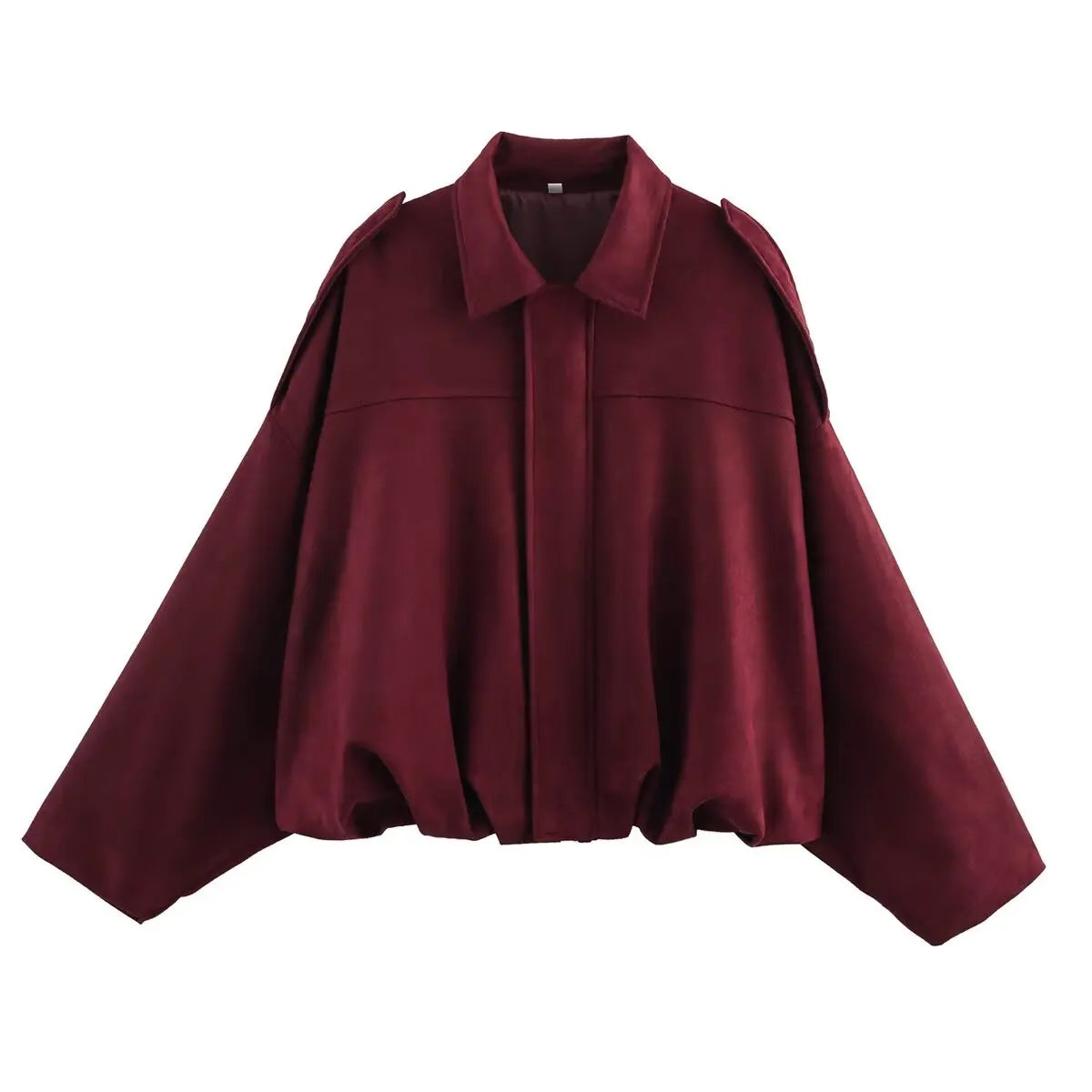 YENKYE New 2025 Women Suede Textured Bomber Jacket Long Sleeve Lapel Collar Loose Coats Casual Female Outerwear Chic Tops