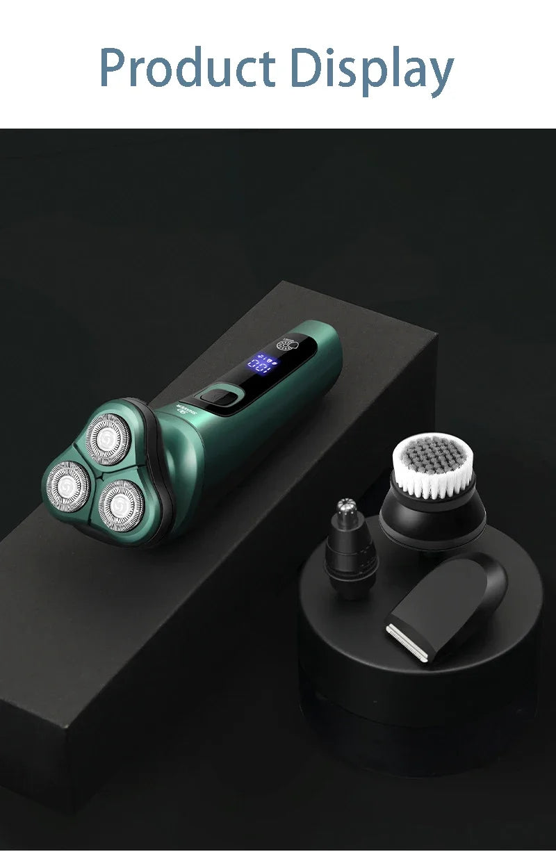 New Smart Electric Shaver LCD Digital Display Three-head Floating Razor USB Rechargeable Washing Multi-function Beard Knife