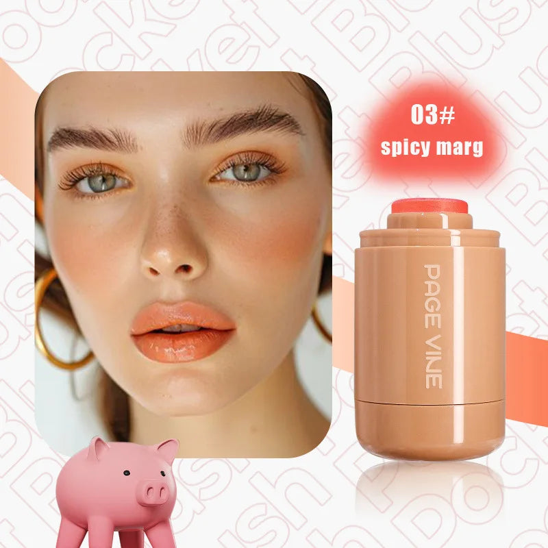 New Blush Stick 3-in-1 Cheek Lip Tinted Moistured Blush Stick Silky Brighten Blush Cream Blusher Cosmetics Tubes Matte Contour