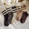5 Pairs Striped Print Socks, Comfy & Soft Mid Tube Socks, Women's Stockings & Hosiery