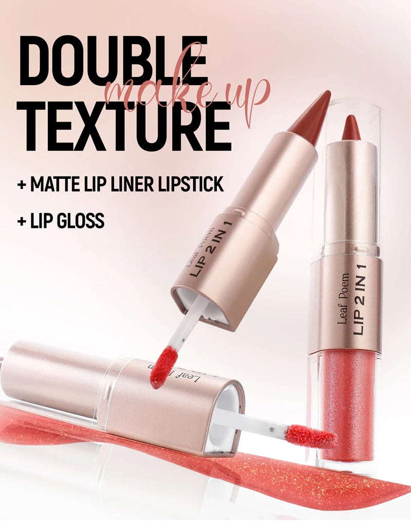 Black Brown Tapered Lip Liner Contour Pencil Double Head Mirror Plumping Lip Glaze Crystal Gloss Sexy Red Lips Tint Makeup New