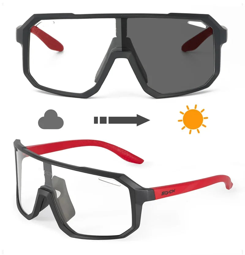 SCVCN New Photochromic Cycling Glasses Motorcycle Bike Riding Outdoor Sport Cycling Sunglasses Men Women Hiking UV400 Goggles