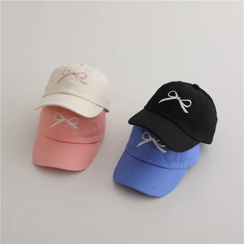 Fashion Children Embroidery Bow Baseball Hats Kids Accessories Boy Girl Vacation Sunscreen Hat Cotton Baby Adjustable Casual Cap