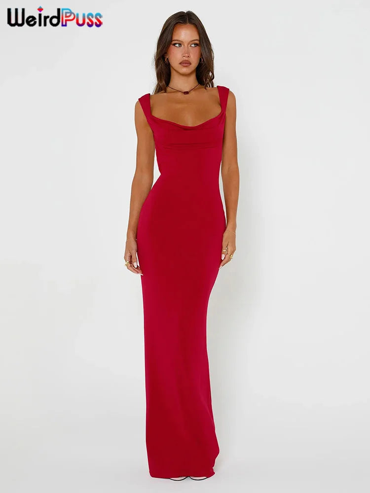 Weird Puss Bow Lace Up  Women Maxi Dress Sleeveless Sexy Backless Slim Bodycon Festival Evening Party Elegant Mermaid Long Robe