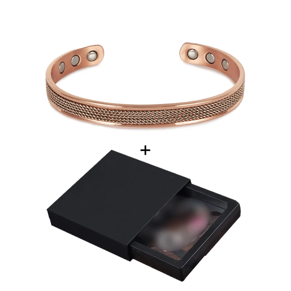 Vinterly Pure Copper Bracelet Women Line Adjustable Stripe Magnetic Bangle Arthritis Relief Health High Magnet Jewelry Resizable