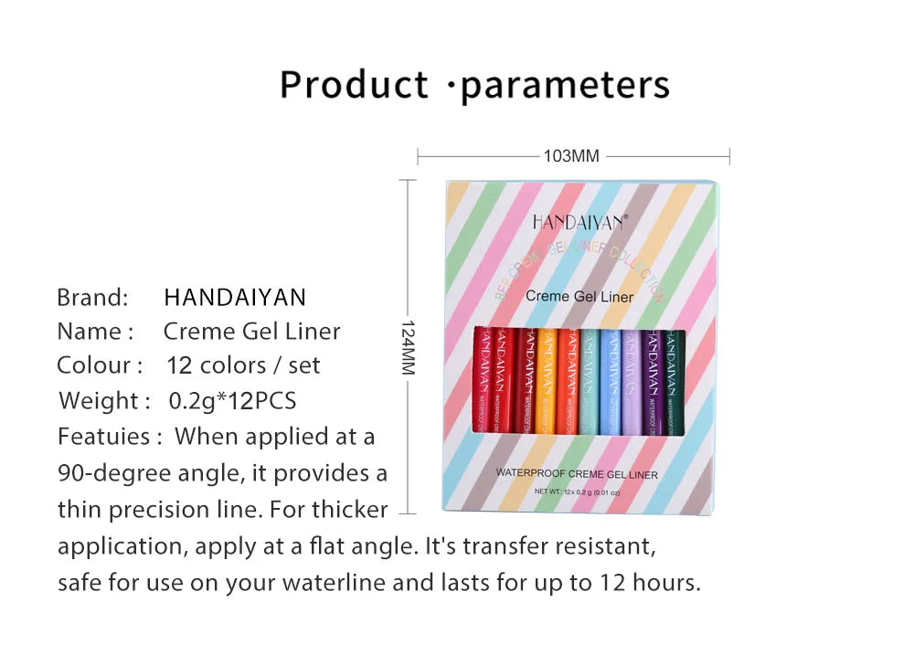 Waterproof Creamy Eyeliner Pencil Set Long Lasting Smooth Gel Professional Eye Makeup Vibrant Colors Kit