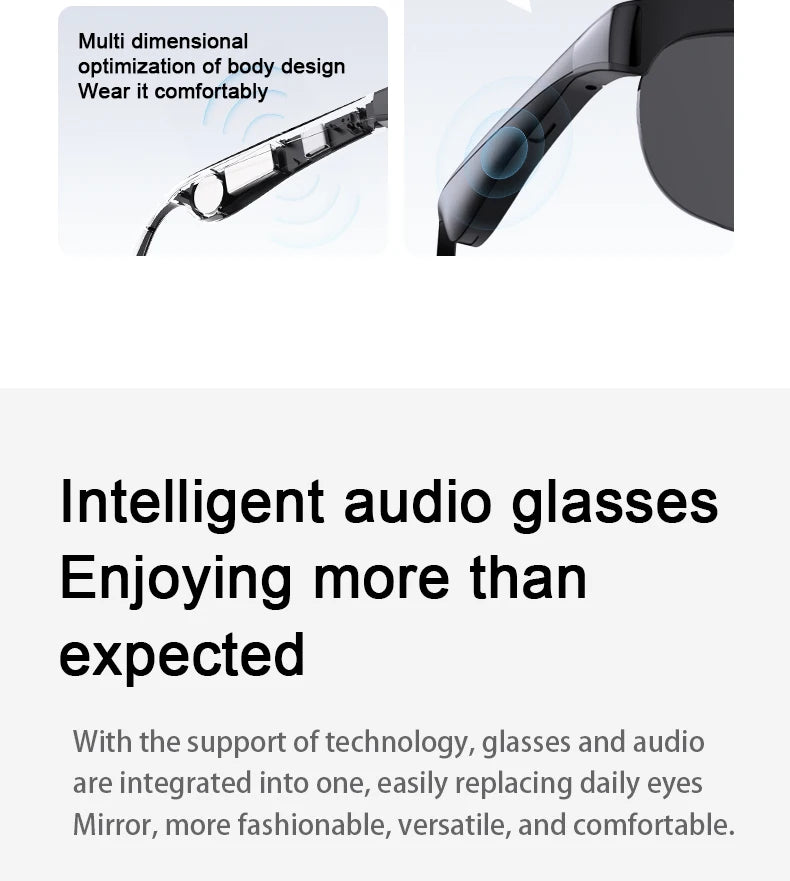 Lenovo Bluetooth Smart Glasses with Audio Mic AI Calling Real-time Translation Voice Assistant Smart Sunglasses for Men Women