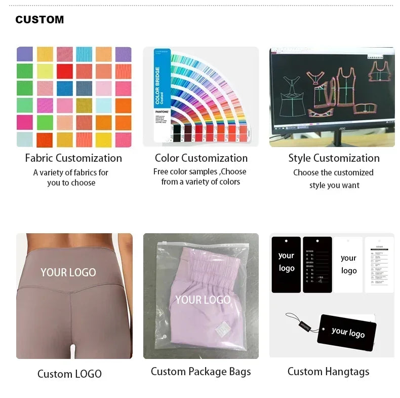 NO LOGO 2PCS Gym Set Women Strappy Yoga Bra Top High Waist Workout Scrunch Shorts Sports Suit Seamless Yoga Set Fitness Clothes