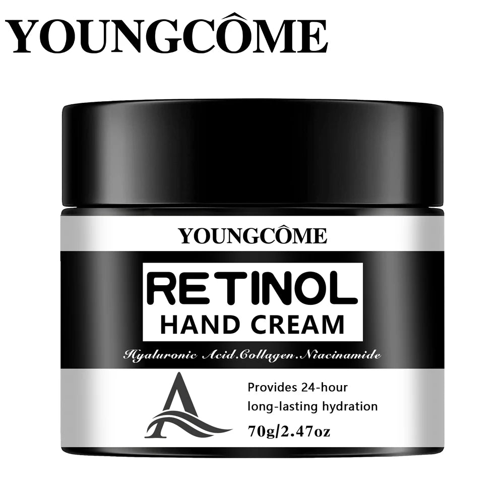 YOUNGCOME Retinol Hand Cream with Hyaluronic Acid & Collagen - 24-Hour Long-Lasting Hydrating Hand Moisturizer 40/70g