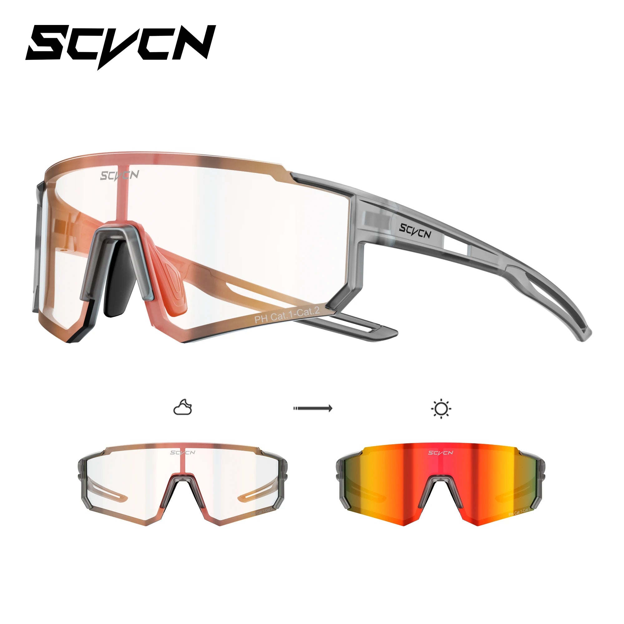 SCVCN Photochromic Hiking Eyewear Cycling Glasses Sports Sunglasses for Women Outdoor Road  MTB Bike Glasses UV400 Men Windproof