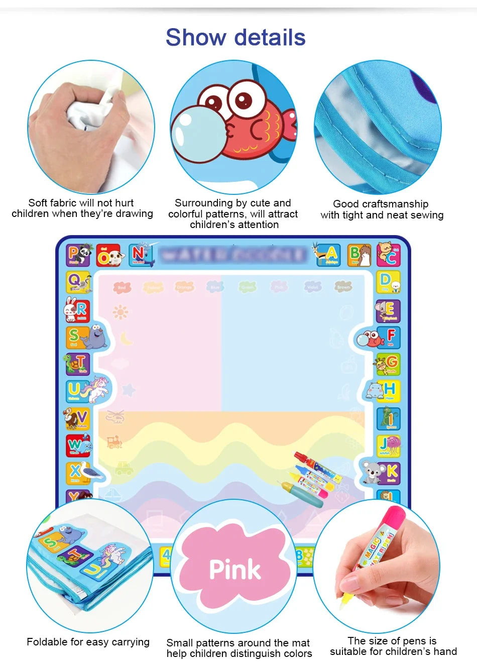 Oversized Magical Water Canvas pens Montessori Toys Learning Blanket Writing  Drawing Repeated Graffiti Painting  toy