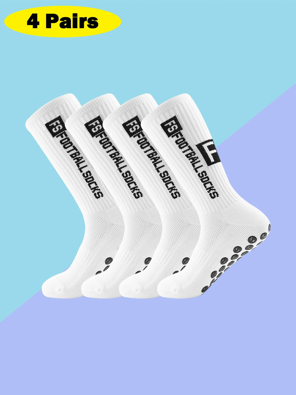 4 Pairs Men's Soccer Socks Anti Slip Non-Slip Gripper Pads for Football Basketball Sports With Grippers Socks