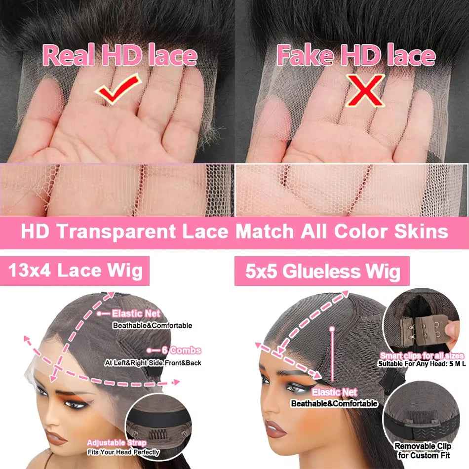 Brown Ginger Highlight Wigs Human Hair Bone Straight 5x5 Lace Frontal Glueless Pre Cut Ombre Ginger Colored Hair Wigs For Women