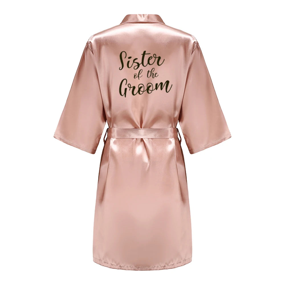 Bride Bridesmaid Wedding Robe Kimono Bathrobe Gown Nightgown Casual Satin Short Women Sexy Nightwear Sleepwear YS1666