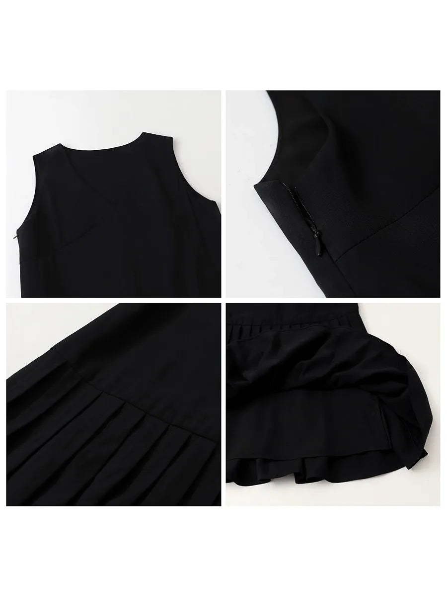 CHIC VEN Fashion Women Dresses Solid A Line Loose Casual V-neck Sleeveless Female Dress Mid-length Spring Summer 2026