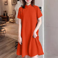 2026 ZANZEA Fashion Women Short Sleeve Shirt Dresses Stand Collar Solid Knee-Length Casual Sundress Summer Office Lady Vestidos