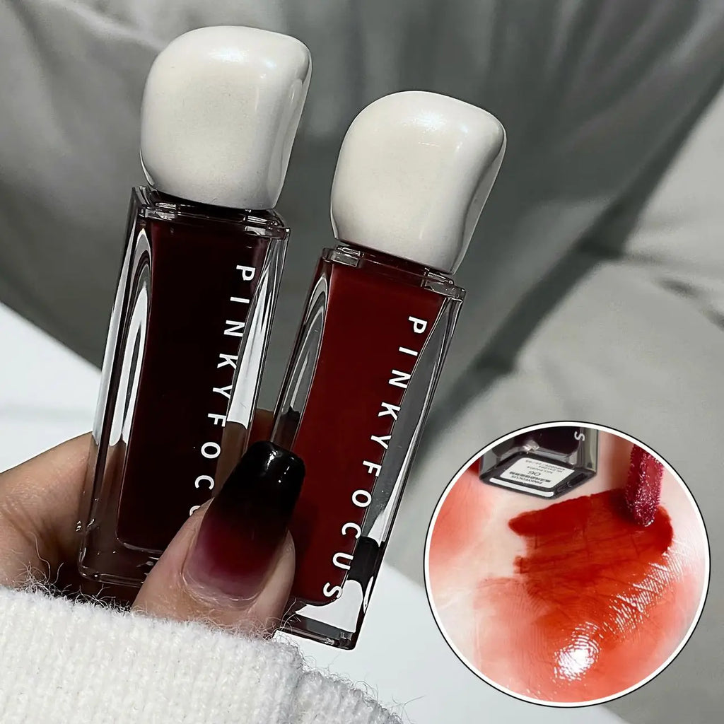 Pinkyfocus Mirror Lip Glaze - Moisturizing, Long-Lasting, Non-Stick Cup, Brightens Skin Tone, Waterproof Lip Gloss Creates Hydrated and Plump Lips, Suitable for All Skin Tones, Holiday Gift