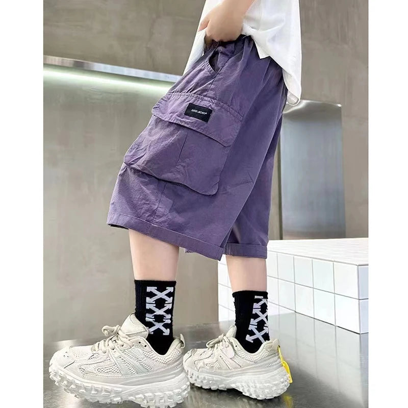 3-14 Years New Fashion Summer Boys Shorts Cotton Big Pocket Half Trousers For Kids Children Outdoor Sport Pants
