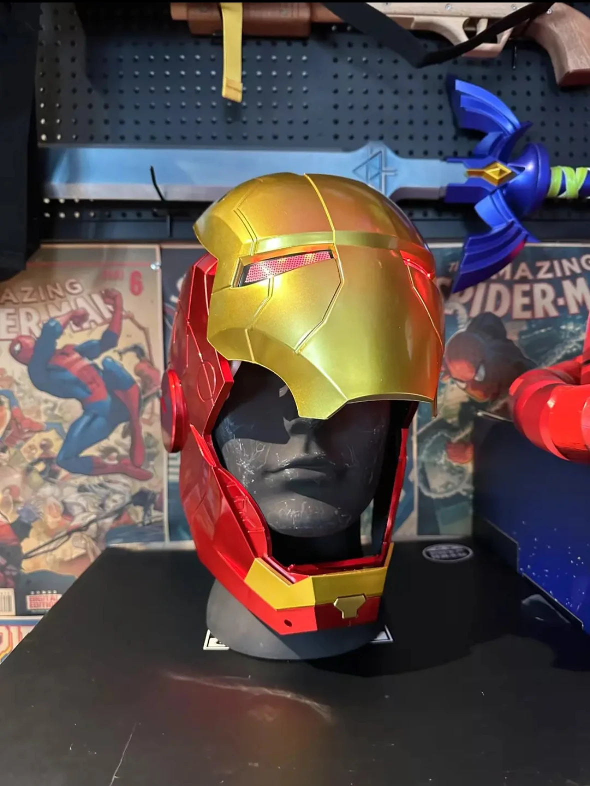 Marvel Comics Iron Man Helmet Electric Wearable Mask 1:1 Automatic Opening And Closing Model Characters Adult Toys Birthday Gift