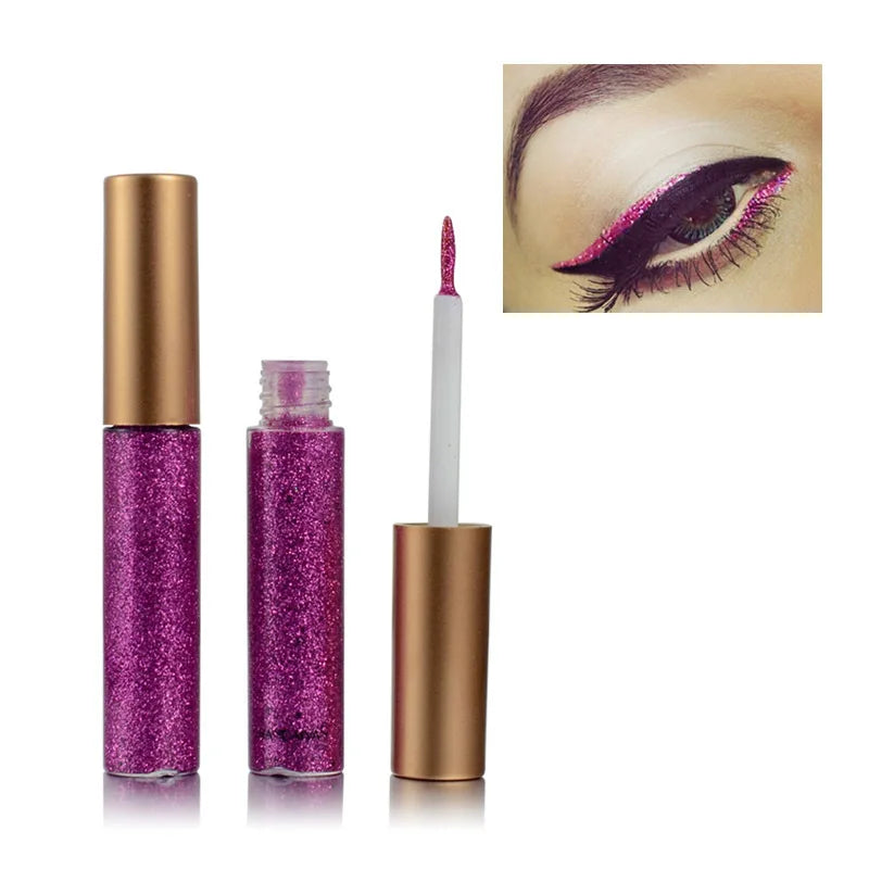 Long Lasting Glitter Eyeliner Kit 10 Vibrant Shades Metallic Sparkle Smudge Proof Easy Apply Eye Liner Makeup Set
