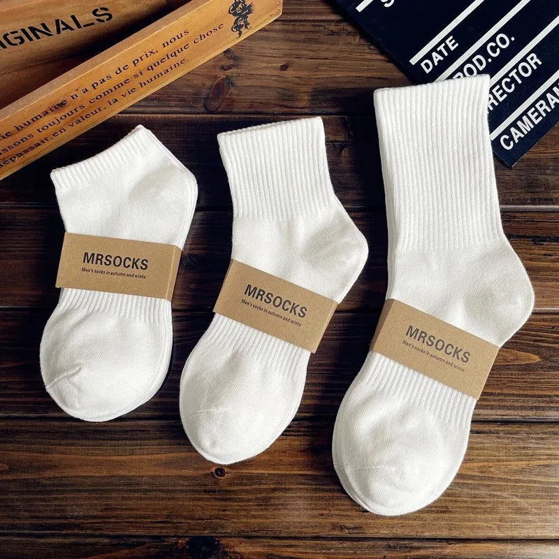 100 Cotton Xinjiang Socks for Men Women Unisex Sports Socks Black White Solid Color Anti Odor Short Socks for All Seasons Couple