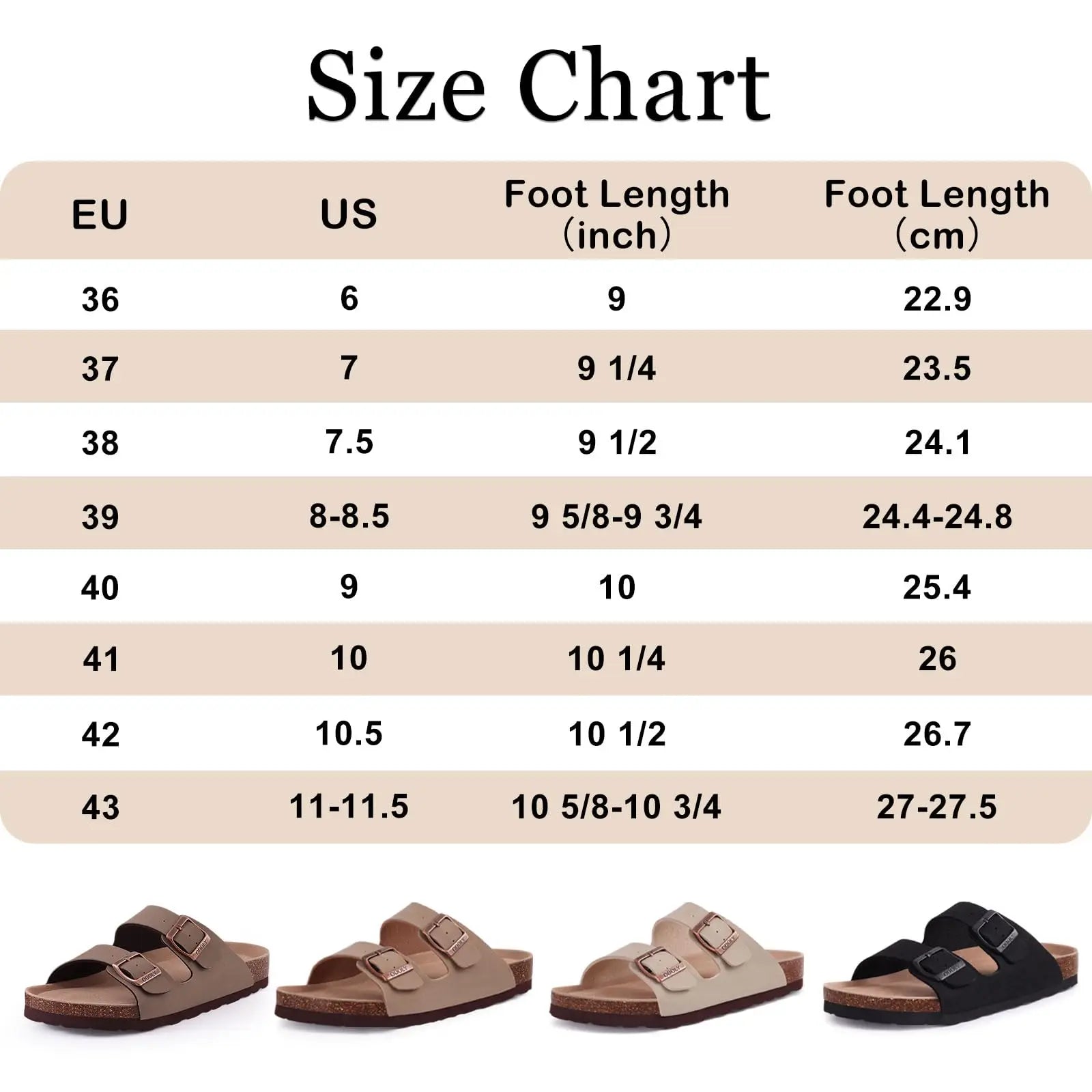Bebealy Women's Cork Footbed Slide Men Sandal Summer Outdoor Sandals With Adjustable Buckle Beach Sandals Vacation Pool Sandals