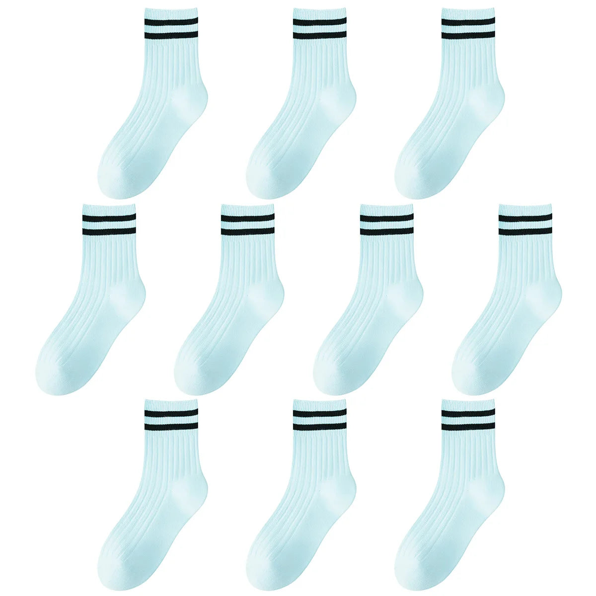 Kids Boys Girls Cotton Socks - Seamless Double Needle Ribbed 2-Stripe, Teens Students All Season School Home Sports Socks