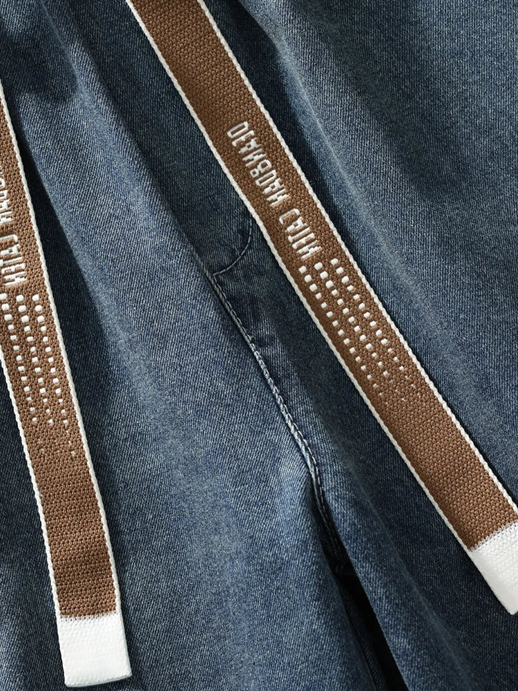 Summer Men's Straight Jeans Multi-Pockets Wide Leg Denim Cargo Pants 8XL 7XL 6XL Big Size Lightweight Baggy Jeans Trousers