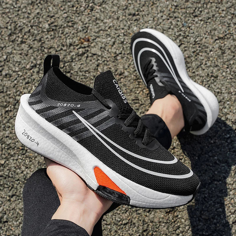 Men's Lightweight Running Shoes - Breathable Low-Top Sneakers with Cushioned Soles, Arch Support, and Anti-Slip Texture - Knit Fabric and Mesh Design, Suitable for Marathon, Gym, Jogging, and Gymnastics - Gradient Color - Sne