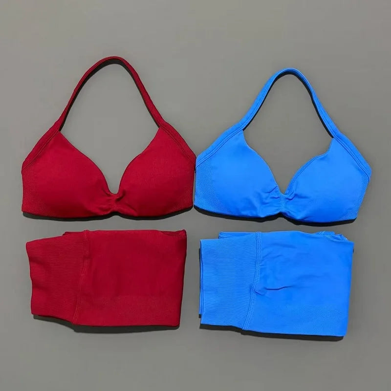 2 Piece Yoga Clothes Women Tracksuit Athletic Wear Pilates Fitness Suit Gym Workout Push Up Clothes Sports Bra Leggings Suit