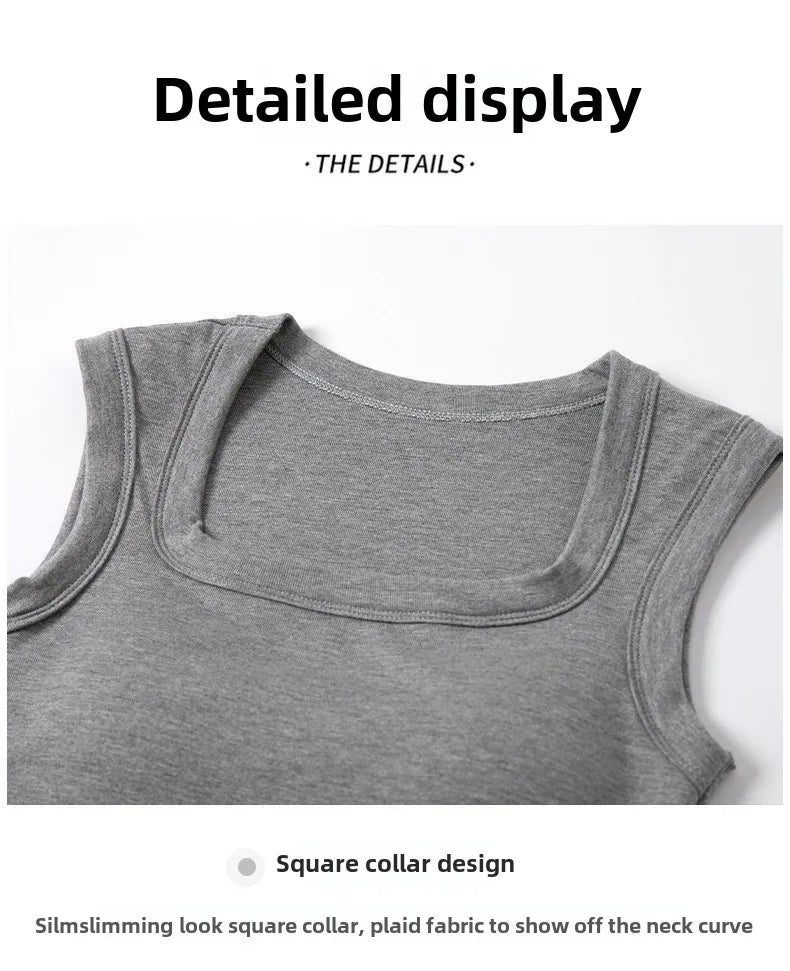 2026 New Wide Shoulder Strap Women's Vest with Chest Pad Summer All-match I-shaped Vest Slim Fit Base Top Fashion Outer Wear