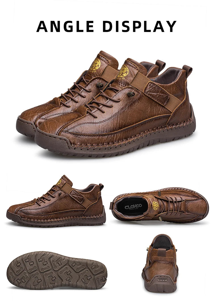 CLOHOO Handmade Men's High-Top Sport Casual Boots Breathable Outdoor Wear with Extended Size Options Classic Ankle Boots