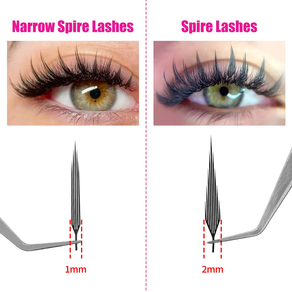 LAKANAKU Narrow Spire Eyelashes Extension Anime Lashes Spire Clusters Manga Style Feather Lightweight Premade Fans Extension