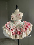 New Girls Birthday Lolita Dress 2026 Spring and Summer Women's Tube Top Satin Bowknot Slim Pettiskirt Short Mini Party Dress