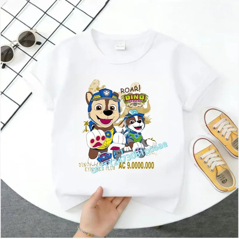 PAW Patrol Summer Short-Sleeved 1-12 Years Old Children's Pure Cotton T-Shirt Boys' Sports Shirt Girls' Casual Top Cartoon Print