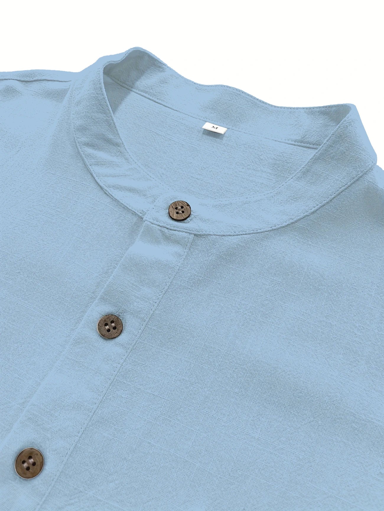 High Quality Men's Breathable Cotton Linen Short Sleeve Henley Shirt Casual Loose Fit Solid Color Tee with Chest Pocket