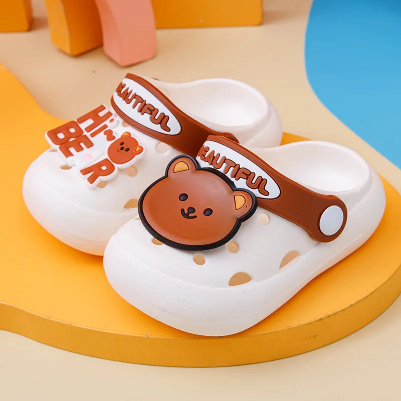 Cartoon Home Slippers Kids Fashion Cute Soft Soled Non-slip Sandals Summer New Design Shoes Baby Unisex PVC Round Head Slippers