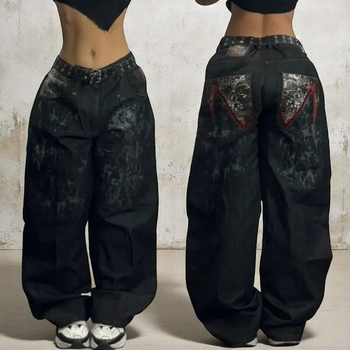 Y2K New Vintage Style Flare Jeans Women Low Waist Stretch Denim Pants With Contrast Waistband Casual Streetwear Trousers