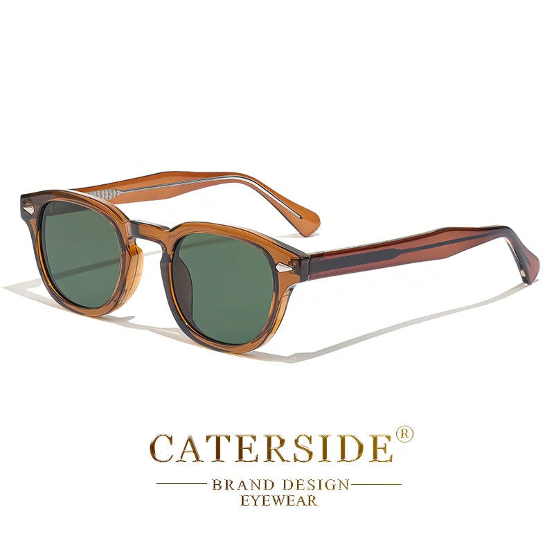 CATERSIDE Retro Small Circular Sunglasses Men Punk Propionic Luxury Brand Design Sun Glasses Women Business Party Eyewear UV400