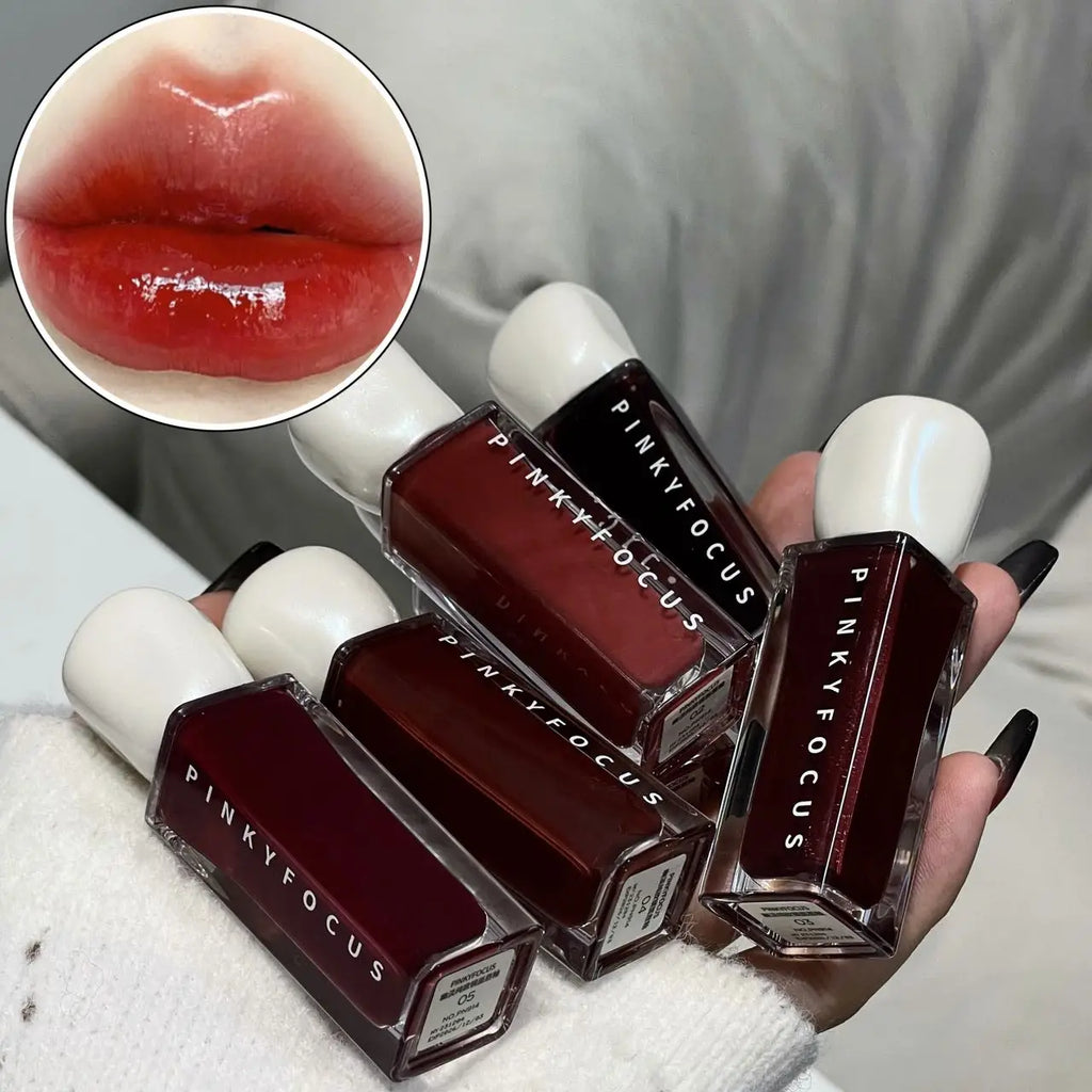 Pinkyfocus Mirror Lip Glaze - Moisturizing, Long-Lasting, Non-Stick Cup, Brightens Skin Tone, Waterproof Lip Gloss Creates Hydrated and Plump Lips, Suitable for All Skin Tones, Holiday Gift