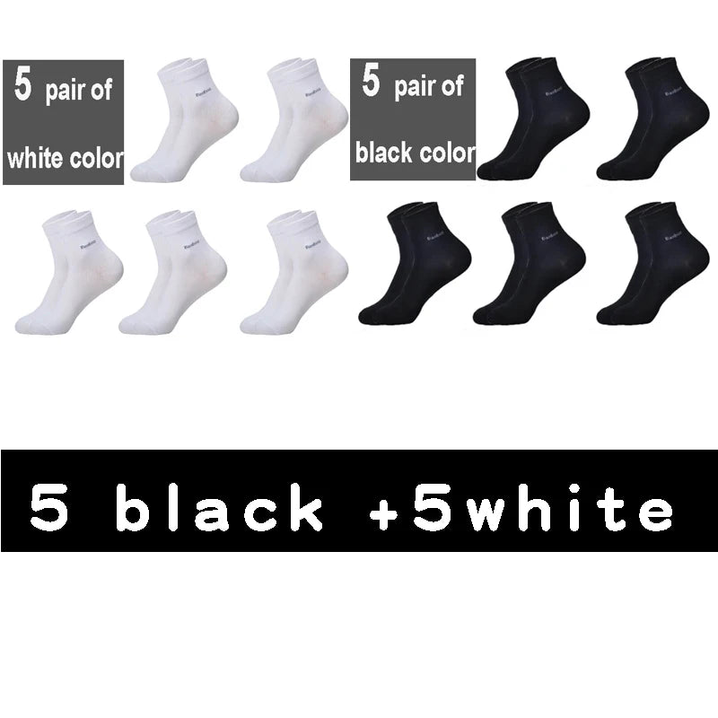 10Pairs/Lot Men Bamboo Socks Brand Comfortable Breathable Casual Business Men's Crew Socks High Quality Guarantee Sox Male Gift