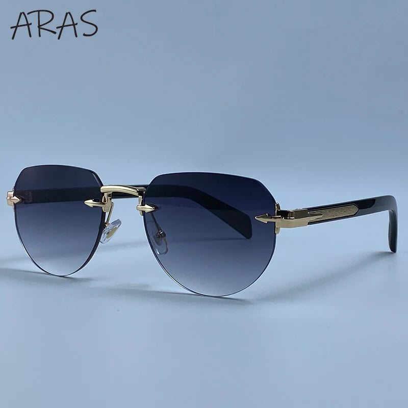 2026 Fashion Square Rimless Sunglasses Women Vintage Gold Metal Frameless Polygon Sun Glasses Lady Pilot Eyewear Cut Edge Shades