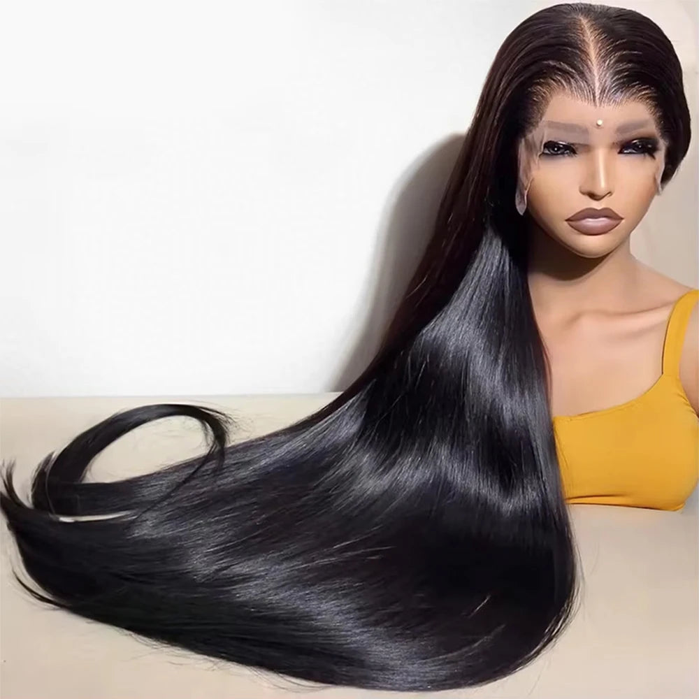 40 Inch 220 Density Bone Straight HD Lace Frontal Wig 13x6 Pre Plucked Brazilian 360 Full Lace Front Human Hair Wigs For Women