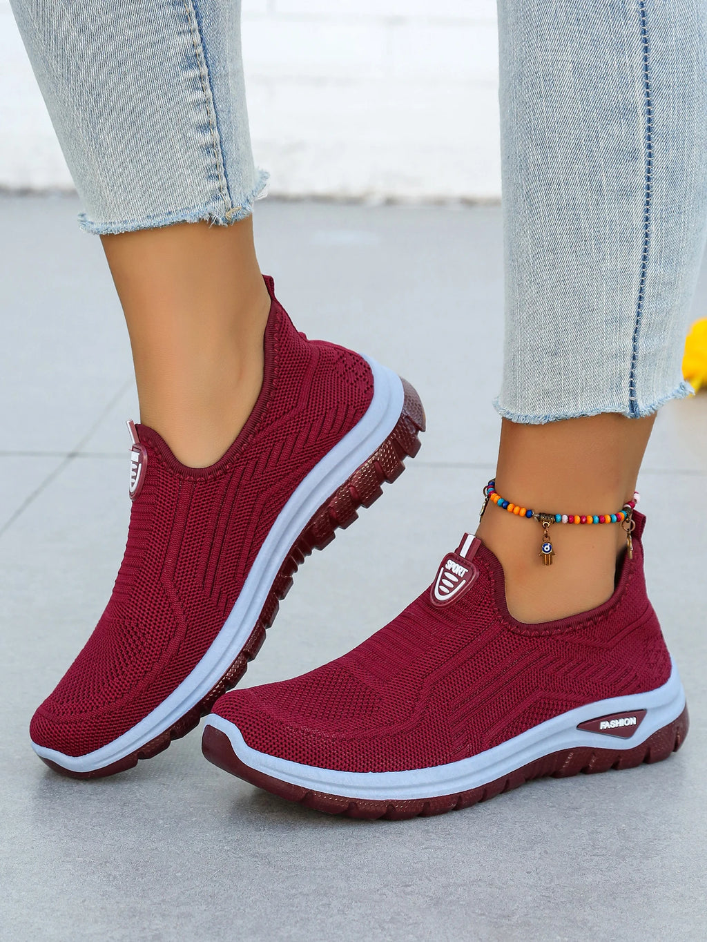 Women's Summer New Breathable Slip-On Shoes Soft Bottom Lightweight Comfortable PVC Material Casual Shoes Easy to Wear