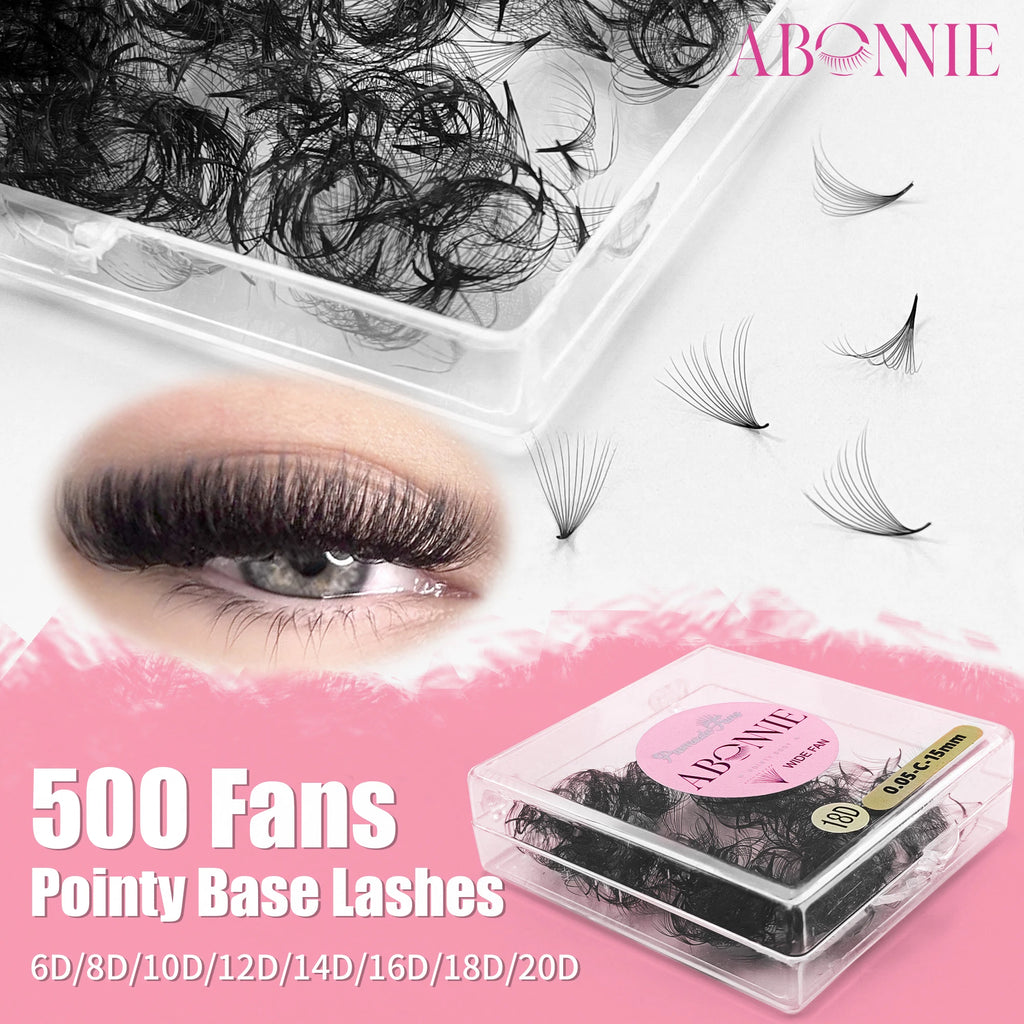 ABONNIE Loose 8D-20D Pointy Base Short Stem Premade Russian Volume Fans Faux Mink Premade Eyelash Extensions Makeup Cilios