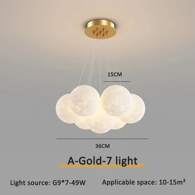 Modern Minimalist LED Ceiling Pendant Lamps Design Cream Ball Chandelier Light Home Decor for Living Dinning Room Bedroom Indoor
