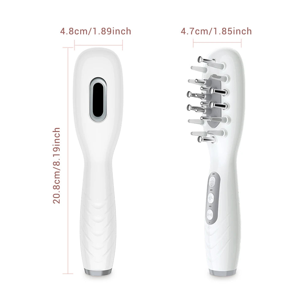 Electric Hair Growth Comb Oil Applicator Red Blue LED Vibration Head Massage Brush Comb EMS Stimulates Scalp Anti-Hair Loss
