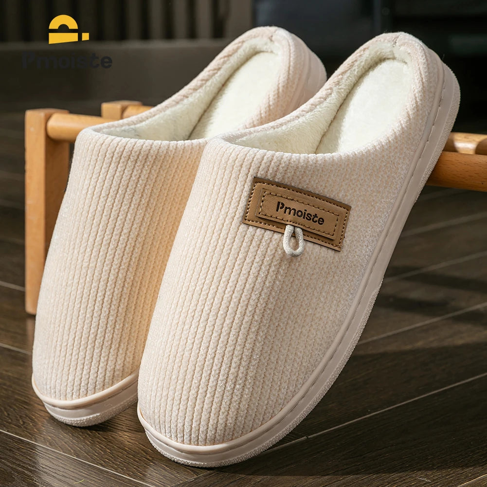 House Slippers for Men Warm Non Slip Indoor Knitted Memory Foam TPR Sole Cushion Home Shoes Winter Luxury Designer Comfort